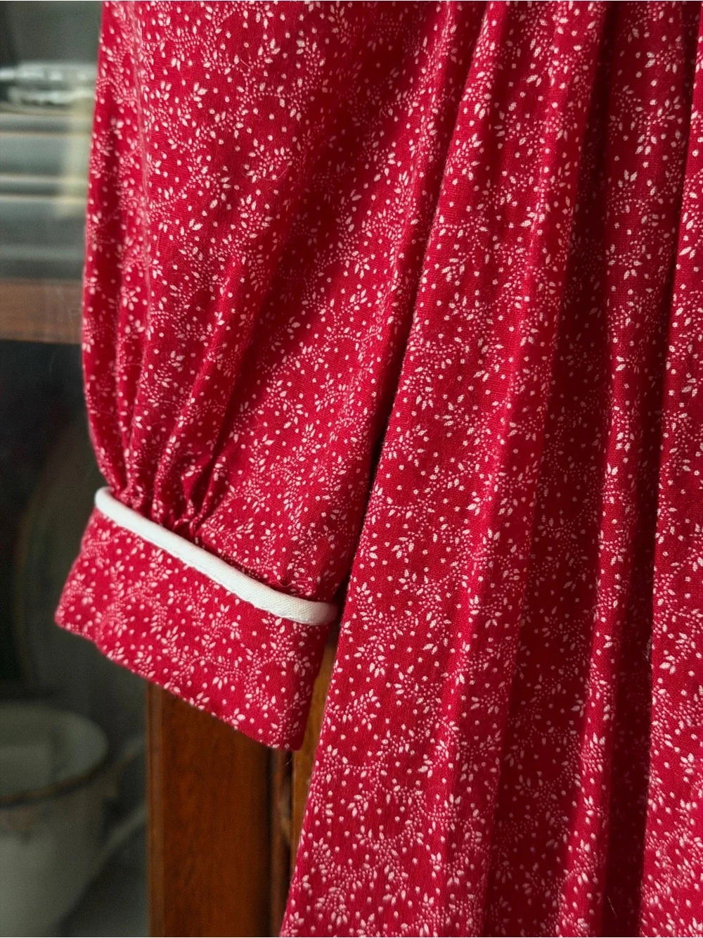 Handmade Red Smocked Peter Pan Collar Girls Dress